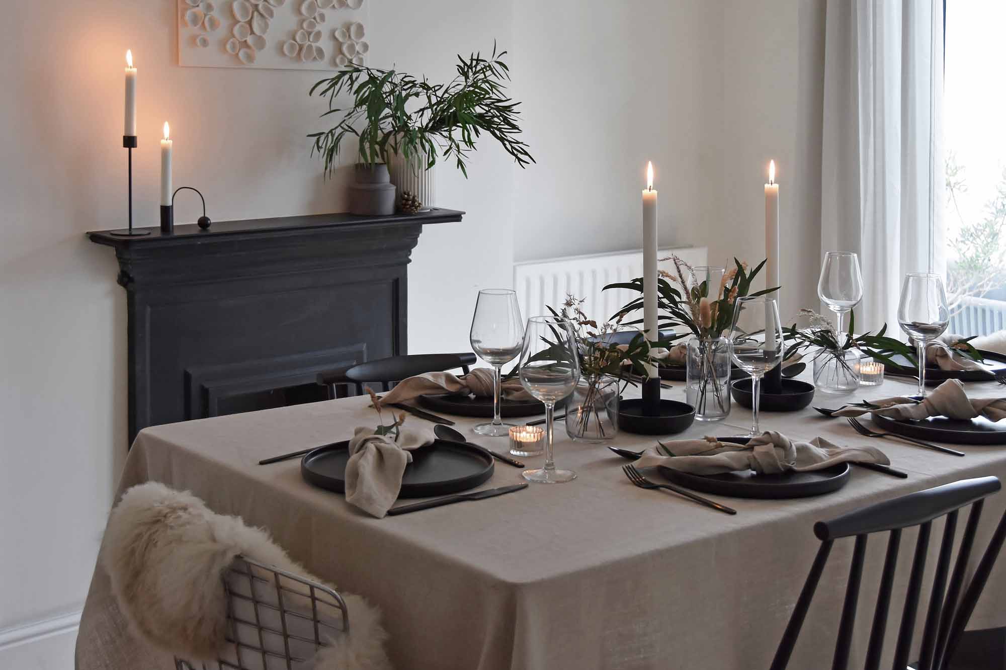 Simple Christmas table styling with dried foliage and grasses | These Four Walls blog